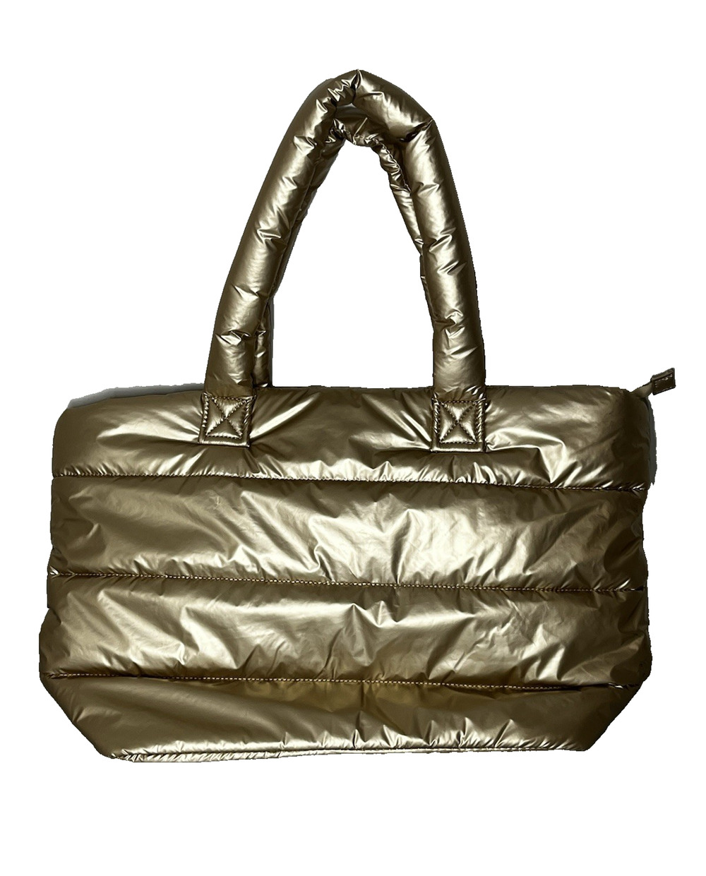 Gap Puffer Tote Bag Metallic Gold Packable Gym Travel Lightweight Streetwear